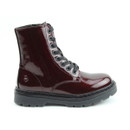 A side view of a glittery burgundy Heavenly Feet ankle boot on a white background A side view of a glittery burgundy Heavenly Feet ankle boot on a white background