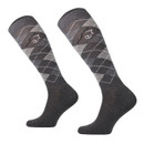 A pair of grey women riding socks on a white background