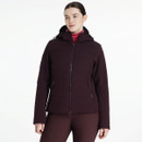 Front view of LeMieux Brooke waterproof hybrid jacket in damson shown indoors on model