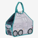 LeMieux toy pony carry bag in printed horsebox design with turquoise handles, ideal for storing and transporting toy ponies.