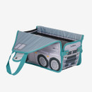 LeMieux printed toy pony carry bag with fold-down opening, featuring fun horsebox lorry design and turquoise trim.