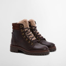 Pair of Barbour Bamburgh brown leather hiker boots with chunky tread sole