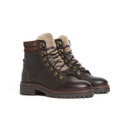 Barbour Bamburgh brown leather hiker boots with faux fur lining and brass eyelets