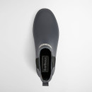 Overhead view of Barbour Mallow Chelsea Welly boot in charcoal black with Barbour branded insole and slip-on opening.