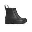 Barbour Layla ankle welly boots in black – waterproof short wellingtons with chunky sole and side logo branding, angled front view.