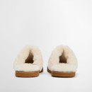 Back view of Barbour Claudia mule slippers showing soft cream faux shearling interior