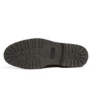 Close-up of tread pattern on Barbour Harrison dark brown leather boot sole for grip