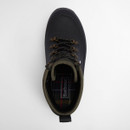 Top view of Barbour Marlow Lace Up Welly Boot in black with tartan lining and durable lace-up fastening