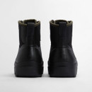 Rear view of Barbour Marlow lace-up black wellington boots, showing embossed branding and pull tabs.