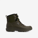 Olive green Barbour lace-up welly boot with rugged sole – side profile