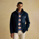 Men’s Ashford navy fleece styled open over striped casual T-shirt