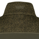 Close-up of the women’s green hybrid jacket high collar showing the textured knitted fabric and contrasting panel.