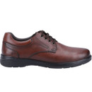 Men’s brown leather lace-up shoe with round toe and cushioned black sole – versatile everyday style.