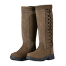 Pair of Dublin Pinnacle III tall waterproof boots in brown, side laced design.