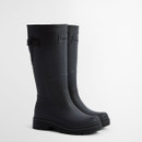 Pair of Barbour black rubber wellington boots with adjustable side straps and chunky tread soles.