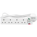 Top view of 4-way surge protected extension socket with neon surge and power indicators.