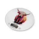 A view of a highland cow electronic weighing scale on a white background