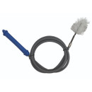 Easy-to-use flexible drain cleaning tool with ergonomic grip and bristle brush head for removing small debris and blockages.
