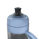 Close-up of Brita water filter bottle spout with protective cap and carry strap