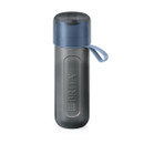Brita grey water filter bottle with blue lid and carry strap, 0.6L capacity