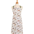 Cooksmart Forest Fable apron displayed on mannequin with green straps and woodland animals print