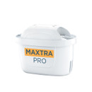 White Maxtra Pro water filter cartridge with a sleek, modern design. The front features bold text, conveying efficiency and cleanliness.