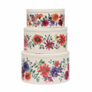 Emma Bridgewater floral nesting tins, three round storage tins with multicolour flower pattern stacked together.