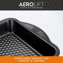Extra-large handle design on AeroLift roasting tin for comfort and control