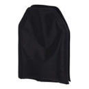 Black, rectangular, foldable chair cover with smooth fabric texture. Its simplicity and neat design suggest utility and protection.