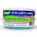 Ultratape Rhino drop paint masker 55cm x 20m pre-taped polythene film, UV resistant protective sheet for walls, doors, skirting boards and floors during painting.