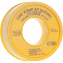 Close-up of yellow gas PTFE thread seal tape roll, designed for sealing BS21 pipe threads up to 2 inches.
