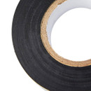 Close-up view of the inner roll of black electrical insulation tape showing layered windings.
