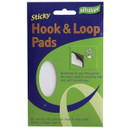 Pack of 24 self-adhesive hook and loop pads, 20mm x 20mm, ideal for securing rugs, soft furnishings, and general household use.
