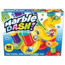 Colourful toy box for "Marble Dash" with playful marbles on a yellow track. Bold text promises "Fast tracks, wild twists, endless fun!" for ages 3+.