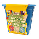 Project Craft My Big Colouring Tub in bright blue container with yellow label showing colouring supplies inside — complete creative art kit for young children and toddlers.