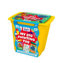 Project Craft My Big Painting Tub art set in a bright yellow container featuring paints, brush, activity book, colouring book and sticker sheet — creative painting kit for kids aged 3+.