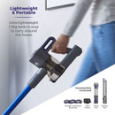 A person holds a lightweight, portable vacuum in motion against a light background. Text highlights its 1.3 kg weight and included accessories like a brush tool and crevice tool.