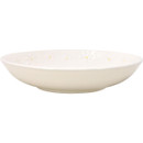 Side view of Price & Kensington Daisy pasta bowl highlighting embossed white daisies with yellow centres.