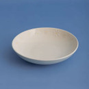 Price & Kensington Daisy pasta bowl with subtle embossed floral pattern shown against a blue background.