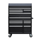 A front view of a 42-inch 12-drawer tool cabinet on a white background