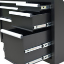 A close up view of the drawers 42-inch 12-drawer cabinet on a white background
