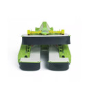A view of a triple Claas triple mower toy folded up on a white background
