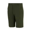 A view of a pair of khaki green Regatta walking shorts on a white background