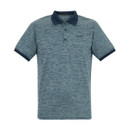 A view of a blue Regatta polo shirt on a white background