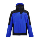 A view of a blue Regatta waterproof jacket on a white background