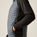 A side view of a quilted Regatta grey jacket