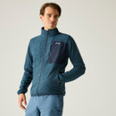 A front view of a blue Regatta full zip on a white background