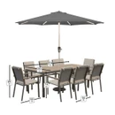 Bramblecrest Zurich 8 Seater Aluminium Garden Furniture Dining Set with 3m Parasol & Base