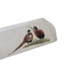 A close up view of a pheasant design long drinks tray on a white background