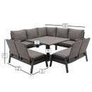 Bramblecrest Prague 9 Seater Aluminium Garden Furniture Corner Sofa Dining Set with Adjustable Table